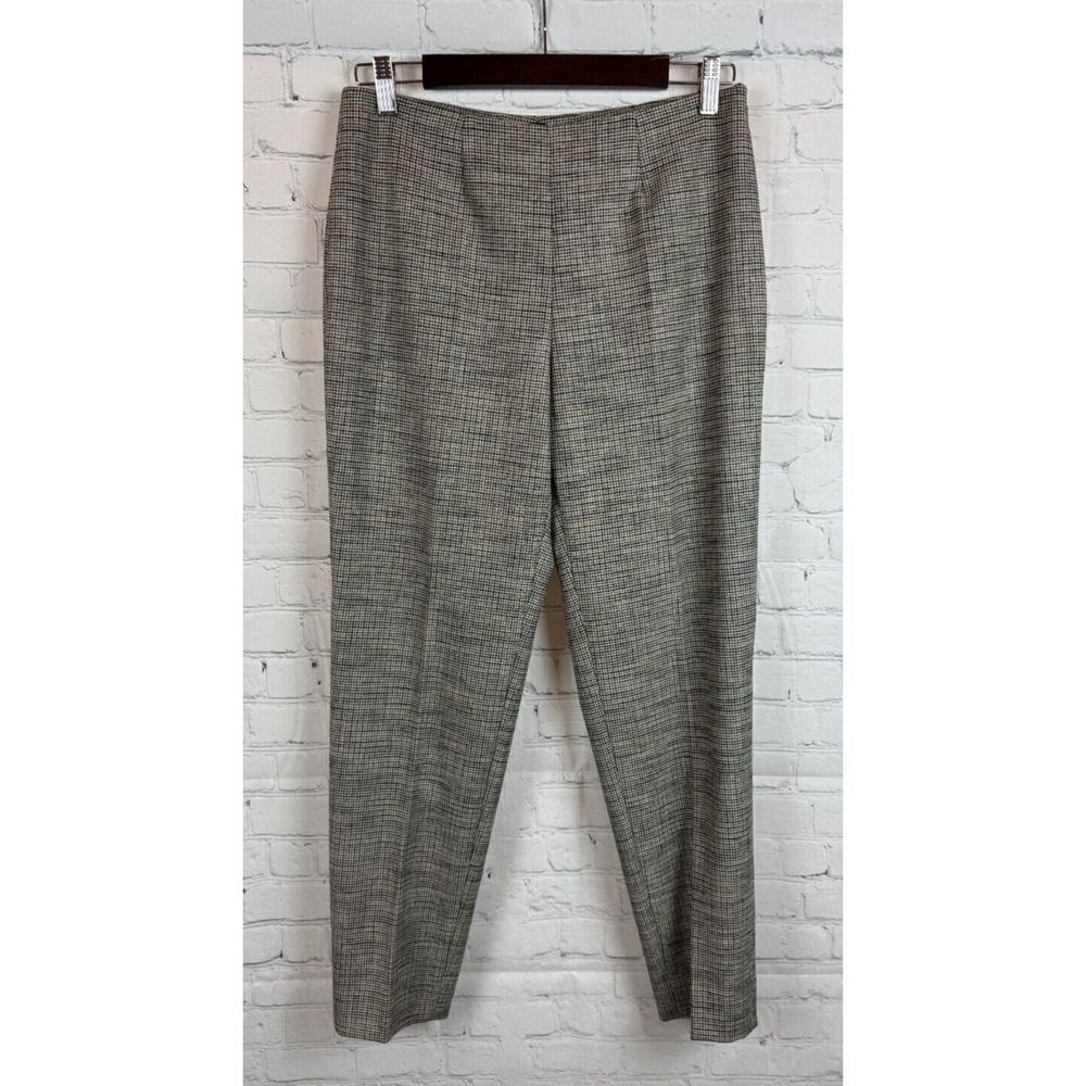PIAZZA SEMPIONE viscose blend check houndstooth cropped ankle pants Italy 44 8